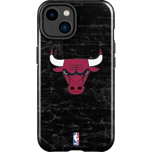 NBA Chicago Bulls Black Distressed iPhone 15 Impact Case